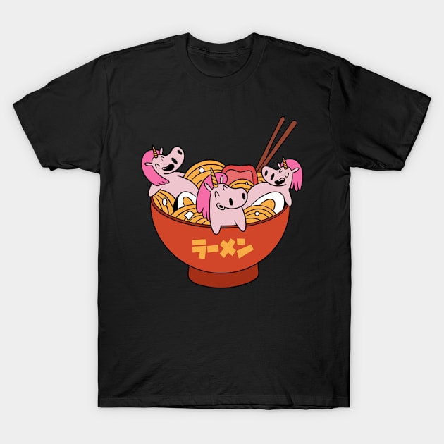 Unicorns In Ramen Bowl Eating Ramen T-Shirt by OnepixArt